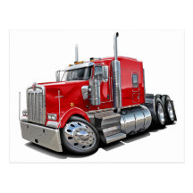 Kenworth w900 Red Truck Postcard