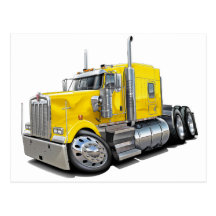 Kenworth w900 Yellow Truck Postcard