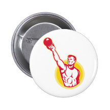 Kettlebell Exercise Weight Training Retro Pins
