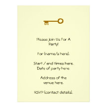 Key. Brown Key on Cream. Personalized Invites