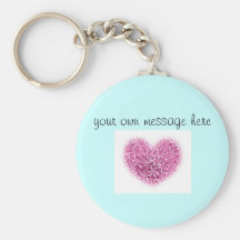 Key Fob - pink heart design with custom message. Keychains