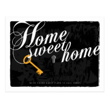 Key Stylish Elegant Black New Address Postcard
