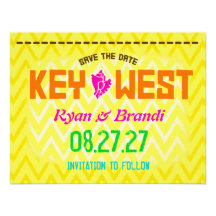 KEY WEST Save the Date Linen Personalized Invite
