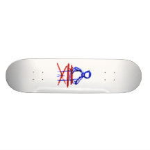 Keyboard player stick outline red blue cutout custom skate board