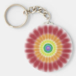 Keychain, Tie Dye Peace Sign Rainbow Explosion