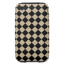 Khaki and Black Diagonal Chequerboard Design
