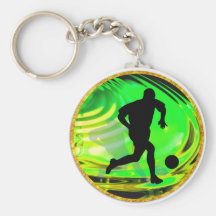 Kicking Balls in Green and Gold Keychains