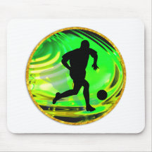 Kicking Balls in Green and Gold Mouse Pad