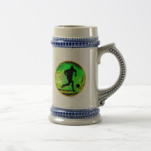 Kicking Balls in Green and Gold Mugs