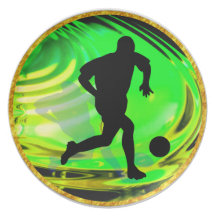 Kicking Balls in Green and Gold Dinner Plates