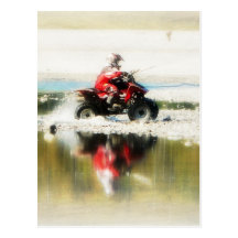 Kid on Quad Card - 4 wheeled offroad ATV Post Cards