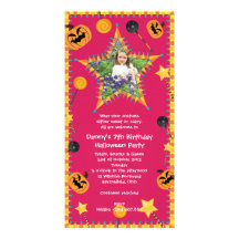 Kid's Birthday Hallowen Costume Party Invitation Photo Card Template