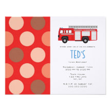 Kids Birthday Invitation - Fire Truck