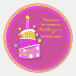 kids Birthday Thank You Stickers: Birthday Cake