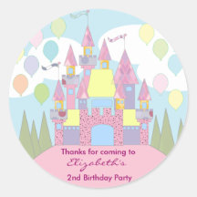 Kids Birthday Thank You Stickers: Castle