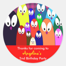 Kids birthday Thank You Stickers: Penguins