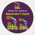 Kids birthday Thank You Stickers: Train