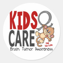 Kids Care 1 Brain Tumour Round Stickers