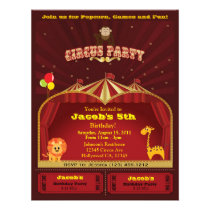 Kid's Circus Birthday Party Invites invitations