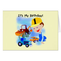 Kids Construction 1st Birthday T-shirts and Gifts Card