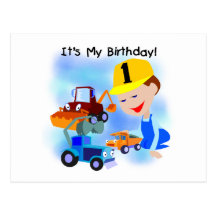 Kids Construction 1st Birthday T-shirts and Gifts Postcards