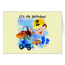 Kids Construction 2nd Birthday Tshirts and Gifts Card