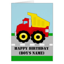 Kids Construction Dumpruck Birthday Card