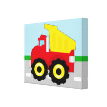 Kids Construction Dumptruck Gallery Wrap Canvas