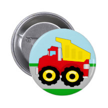 Kids Construction Dumptruck Pinback Buttons