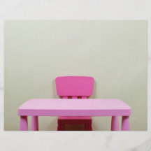 Kids desk and chair against the wall flyer design