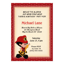 Kids Fireman  Birthday Invitation