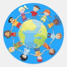 Kids for world peace round sticker