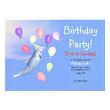 Kids Happy Birthday Party Dolphin Invite