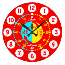 Kids learn to tell time bright red wall clock
