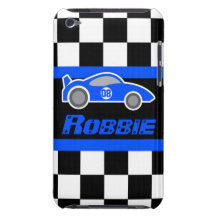 Kids racing blue sports car named ipod touch case