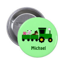 Kids Tractor  Birthday Favour Button