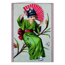 Kimono Girl, Greeting Card