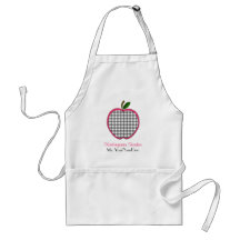 Kindergarten Teacher Apron - Gingham Apple