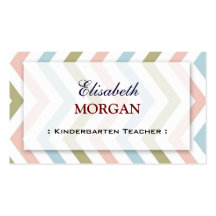Kindergarten Teacher - Natural Graceful Chevron Business Card Templates