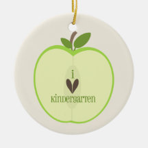 Kindergarten Teacher Ornament - Green Apple Half