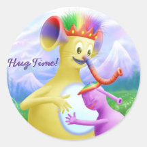 King Monty Getting A Hug Round Sticker