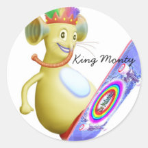 King Monty on Skate Board Round Sticker