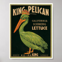 King Pelican Lettuce Vintage Crate Label Print