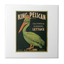 King Pelican Lettuce Vintage Crate Label Ceramic Tile