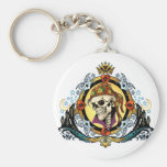 King Skull Pirate with Hearts by Al Rio Keychain