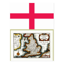 Kingdome of England (Kingdom of England) Map/Flag Postcard
