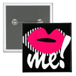 Kiss Me! Black & Pink Button