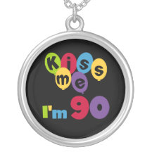 Kiss Me I'm 90 Birthday T-shirts and Gifts Necklaces