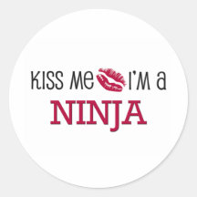 Kiss Me I'm a NINJA Round Stickers