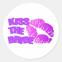 Kiss The Bride Round Stickers